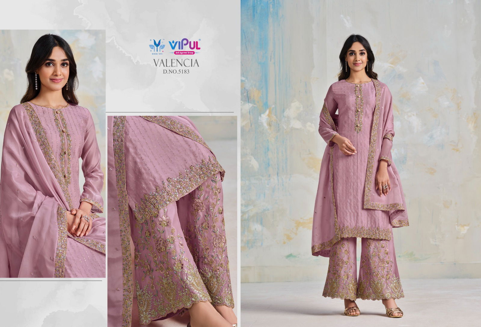 Valencia By Vipul Organza Heavy Designer Salwar Suits Catalog